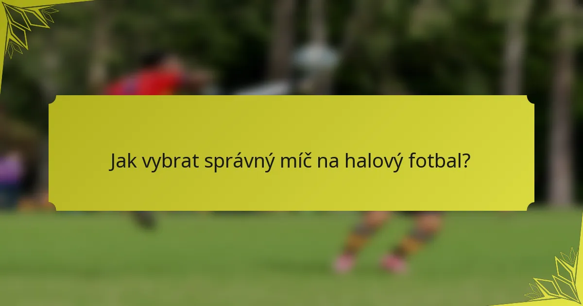 Jak vybrat správný míč na halový fotbal?