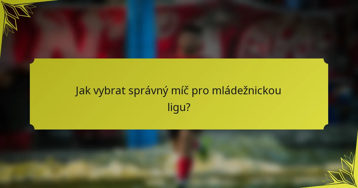 Jak vybrat správný míč pro mládežnickou ligu?