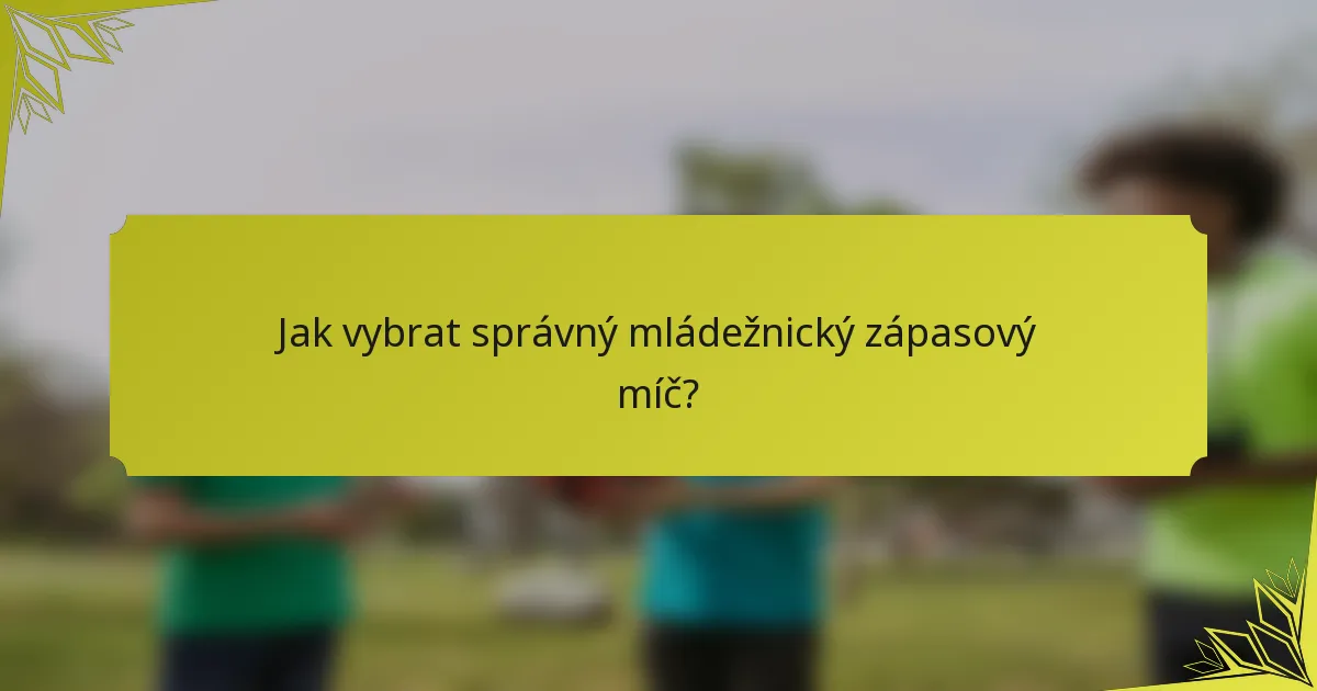 Jak vybrat správný mládežnický zápasový míč?