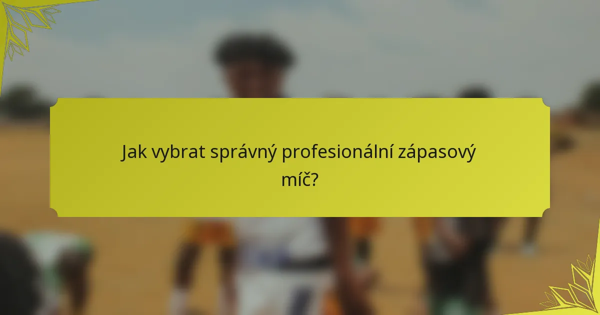 Jak vybrat správný profesionální zápasový míč?