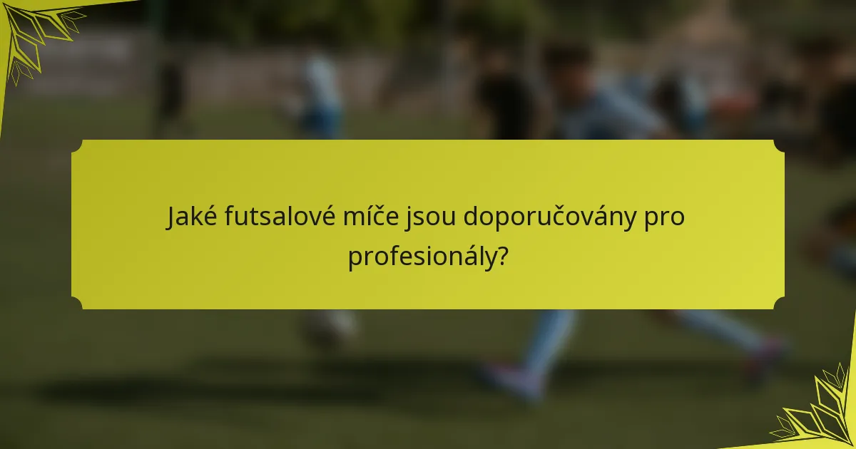 Jaké futsalové míče jsou doporučovány pro profesionály?