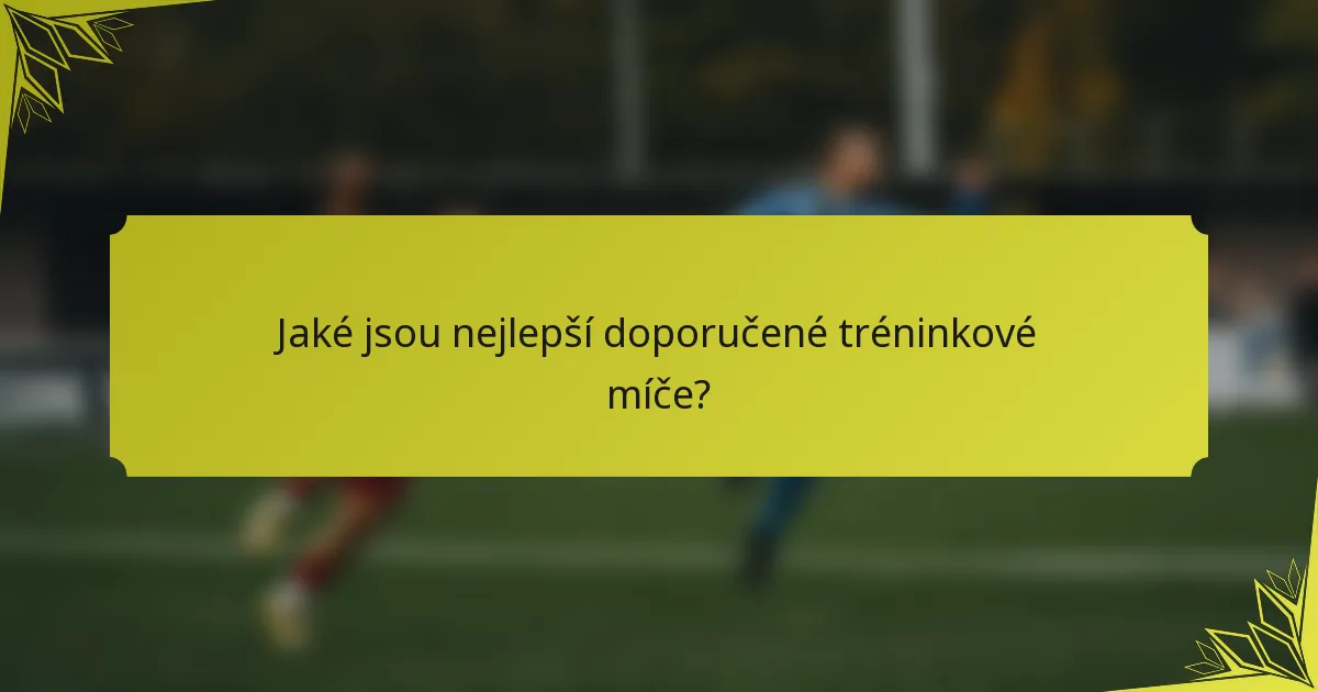 Jaké jsou nejlepší doporučené tréninkové míče?