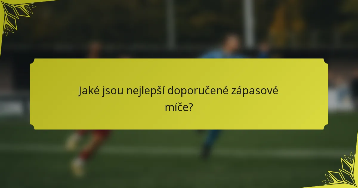 Jaké jsou nejlepší doporučené zápasové míče?