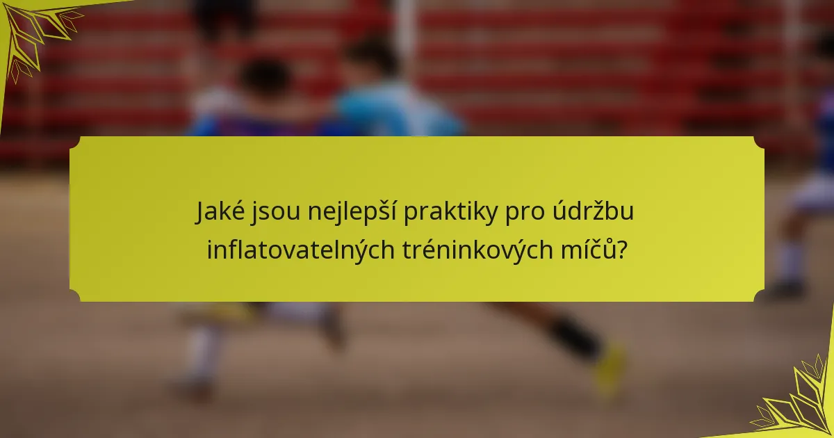 Jaké jsou nejlepší praktiky pro údržbu inflatovatelných tréninkových míčů?