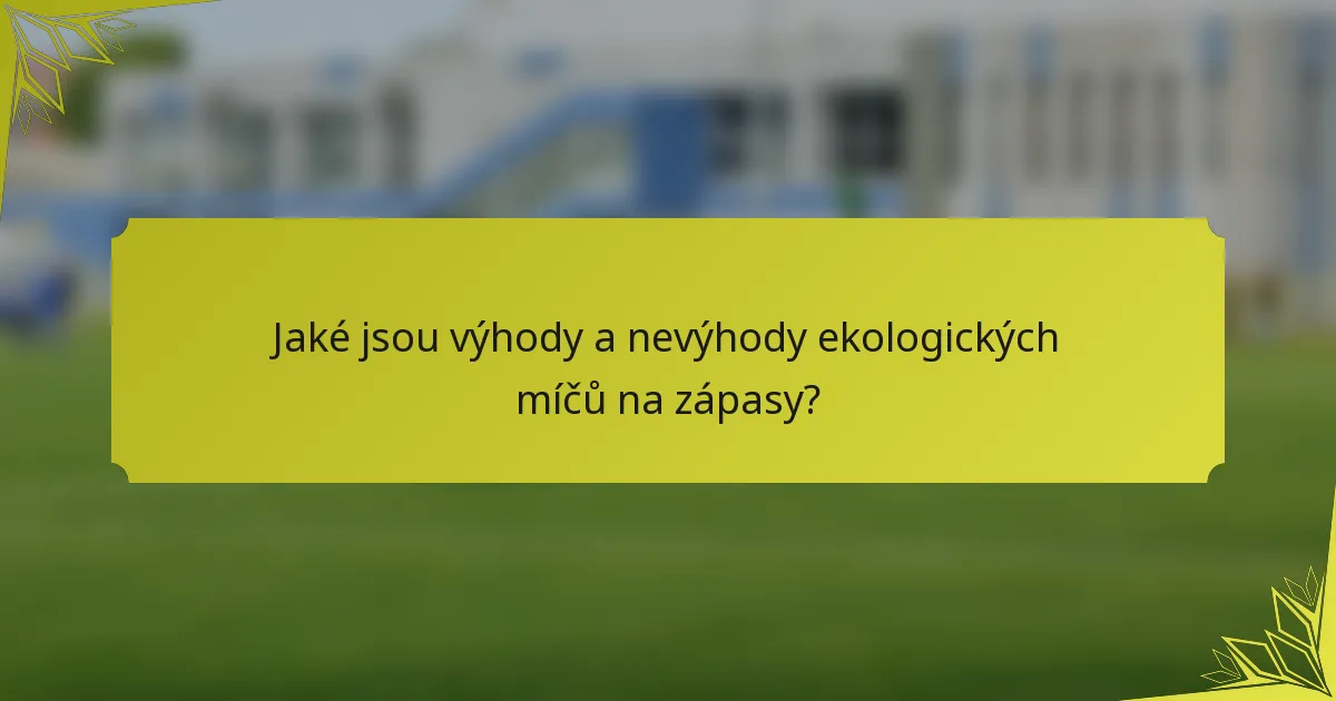 Jaké jsou výhody a nevýhody ekologických míčů na zápasy?