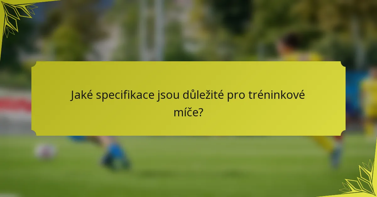 Jaké specifikace jsou důležité pro tréninkové míče?