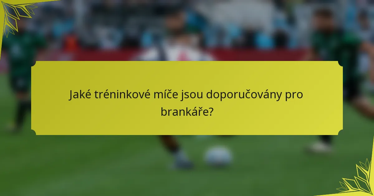 Jaké tréninkové míče jsou doporučovány pro brankáře?