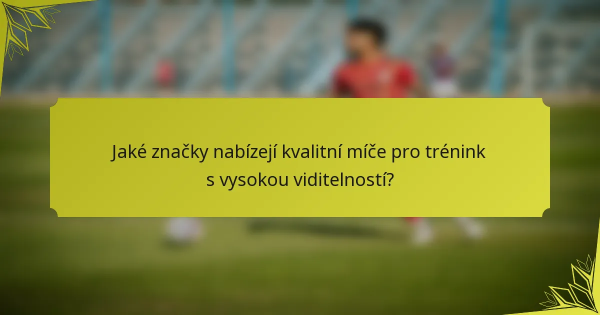Jaké značky nabízejí kvalitní míče pro trénink s vysokou viditelností?